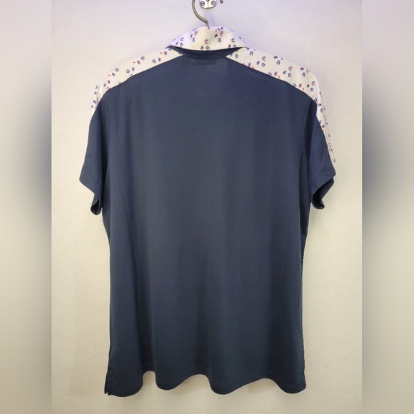Lady Hagen Americana Print Block Short Sleeve Polo Sparklers White/Navy XXL - Picture 10 of 11